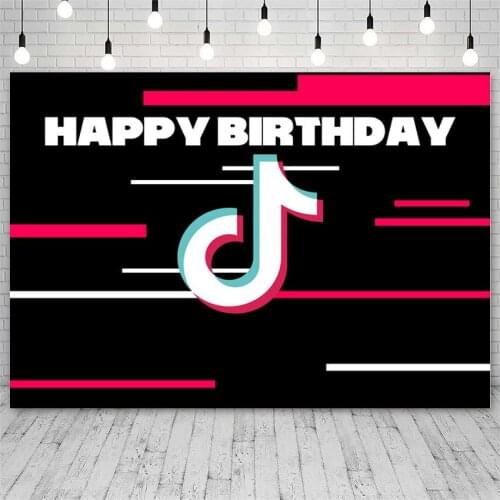 Child Birthday Party Backdrop Customize Name Background Musical Symbol Video Decoration Banner Fashionable Photocall