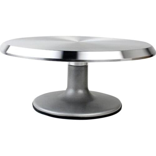 Quality Baking Tool Alloy Mounted Cream Cake Turntable Rotating Table Stand Base Turn Around Decorating Silver Metal