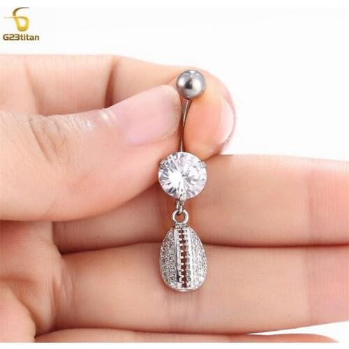 G23 Titanium Belly Button Ring Insect Seven Star Ladybug Crystal Long Dangle Navel Ring Belly Button Piercing Body Jewelry 14g