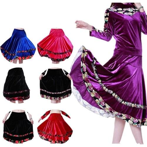 Ballroom Dance Costume Skirt Modern Standard Waltz Dancer Half Dress Latin Salsa Cha Cha Big Swing Elastic Waistband