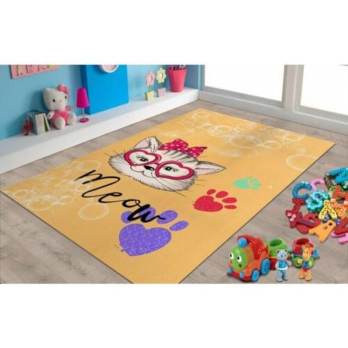 Cat, Meow,Patterned Carpet ,Non Slip Floor Carpet,Teens Carpet,Turkish Rug