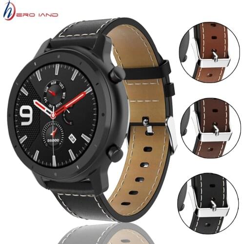 Leather Strap for Xiaomi Huami Amazfit GTR 47MM Smart Watch Band Bracelet for Huawei Watch GT 2 /Samsung Gear S3 classic belt