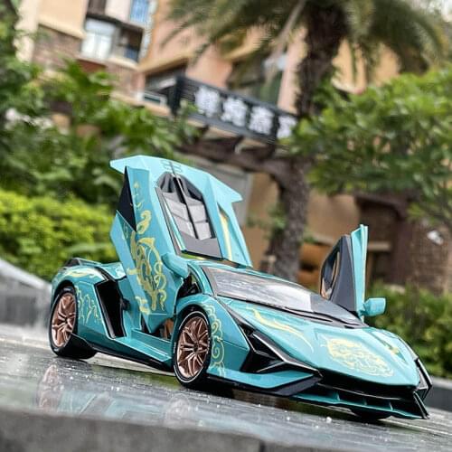 1:24 Sian FKP37 Chinoiseri Sports Car Simulation Alloy Car Model Crafts Sound and light Decoration Collection Toy Children gift