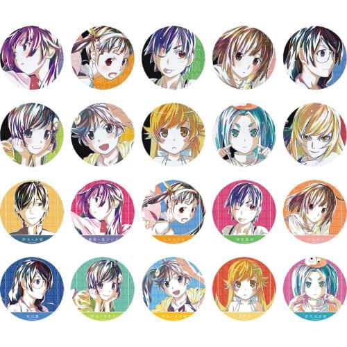 Monogatari Anime Bakemonogatari Hitagi Oshino Shinobu Sinobu Mayoi Nadeko Tsukihi Tsubasa Yotsugi 50mm Metal Badge Brooch Pins