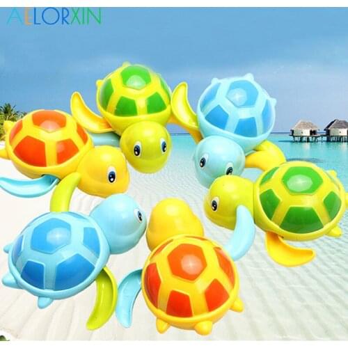Cartoon Animal Tortoise Baby Bath Toy Infant Swim Turtle Chain Clockwork Classic Toys