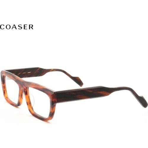 Men Round Big Eyeglass Frame Double Color Acetate Glasses Frame Eyeglasses Blue Pink Red Spectacles Prescription Eyewear