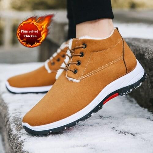 Men Winter New Snow Boots Plus Velvet Warm High-Top Cotton Shoes For Men Outdoor Snow Shoes Non-Slip Warm Cotton Boots For Men