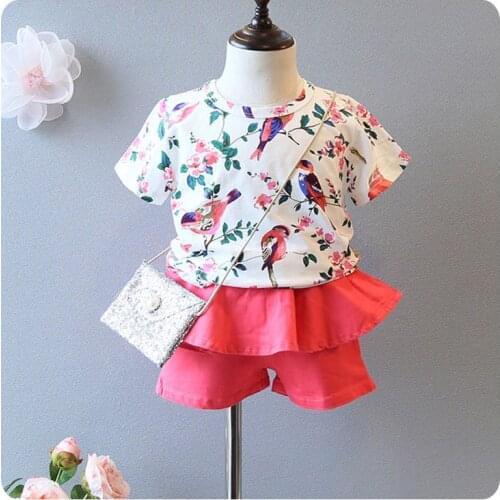 The Influx Of Children. Wear 2016 Pattern Girl Baby Short Sleeve Printing Neck T-Shirt Jacket Girl Unlined Garment