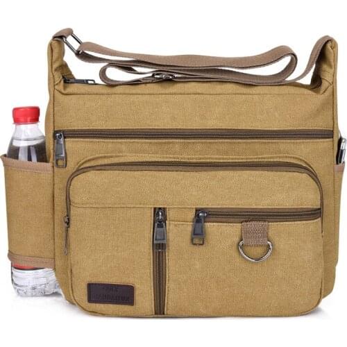 New Male Bag Canvas Messenger Bag For Man 2021 British Style Sport Bags Fashion Large Capacity Travel Bag Simple Boodskapper Sak