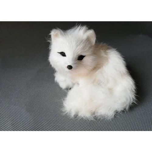 Real life toy Curled up fox 13x12x8cm model polyethylene&furs white fox model home decoration props ,model gift h1252