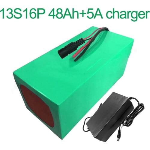 With 5A charger 48V 48Ah 13S16P 18650 Li-ion Battery Pack E-Bike Ebike electric bicycle 315x145x140mm