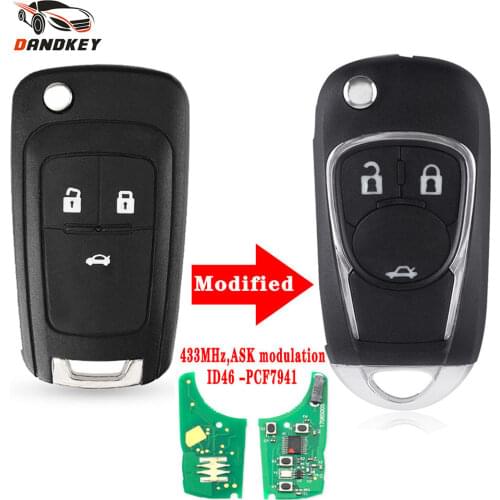 Dandkey 3Buttons Flip Folding Car Alarm Remote Key fit for Chevrolet Malibu Cruze Aveo Spark Sail 2/3/4 Buttons 433MHz With Logo