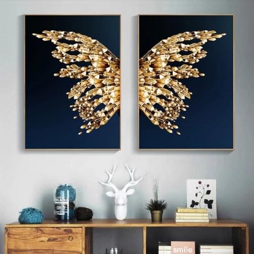 Moderne Wall Art Foto Canvas Schilderij Decoratie Gouden Vlinder Prints Poster Voor Woonkamer Nordic Slaapkamer Home Decor