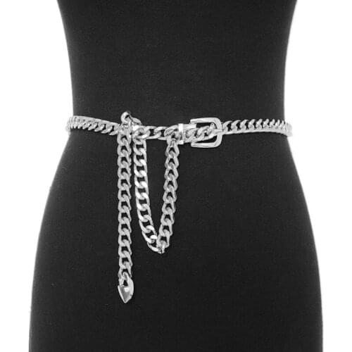 Fashion New Womens Decoration Metal Belt Waist Chain Ladies Simple Punk Style Silver Chain With Jeans Belt Free Shipping
