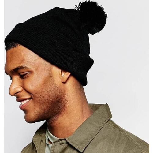 Winter Beanies Knitted Women Hats Pom Poms Caps Solid Color Mens Bonnet Warm Thicken Beanies Unisex Autumn Casual Beanies