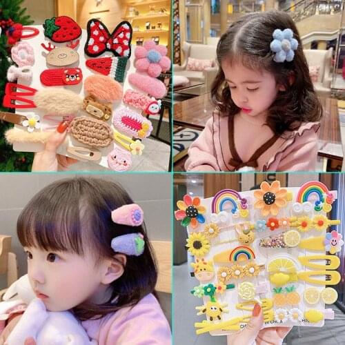 1 Set Children Cute Cartoon Flower Fruit Rubber Bands Hairpins Girls Lovely Hair Clips Kids Hair Bands Hair Accessories Gift