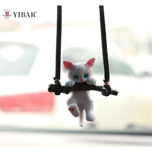 1 Pc Car Pendant Creative Cute Branch Cat Rearview Mirror Pendant Car Interior Decoration Car Interior Accessories