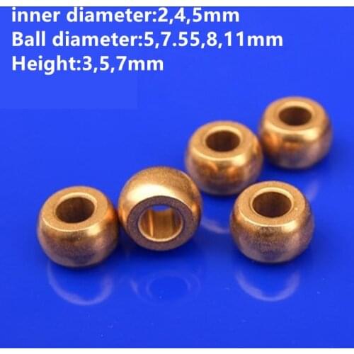 10pcs/lot Ball Bearing Iron Copper Base Inner Diameter 2/4/5mm Ball Diameter 5/7.55/8/11mm Height 3/5/7mm Small Bearing