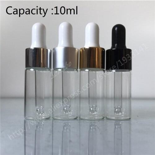 24 x 10ml Empty Clear Glass Essential Oil Dropper Bottle, glass dropper bottle, 10cc Transparen Pipette Dropper Vial
