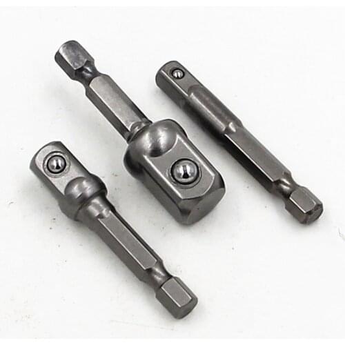 3pcs CRV 50mm Sleeve Connecting Rod Head 1/4 1/2 Wind Batch Convert 3/8 1/4 Suite Six Angle Drill Nut Driver Extension Rod