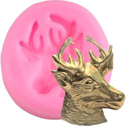 3D Deer Head Silicone Mold DIY Christmas Party Cake Decorating Tools Cupcake Topper Fondant Molds Chocolate Gumpaste Candy Mould