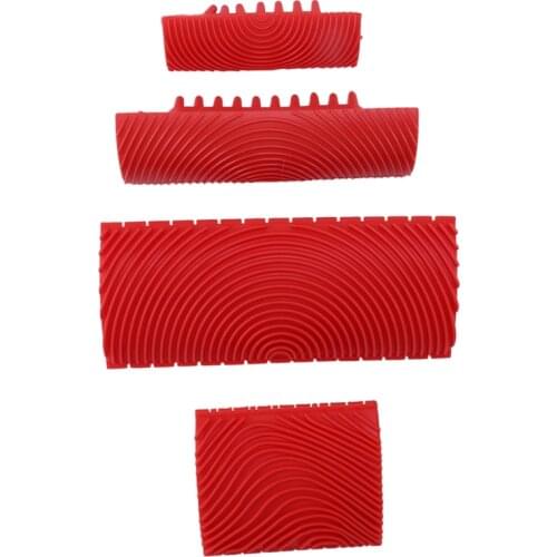 4PCS Wood Graining Tool Set Rubber Wood Graining Pattern Wall Paint Painting Tool for Wall Painting Decoration DIY