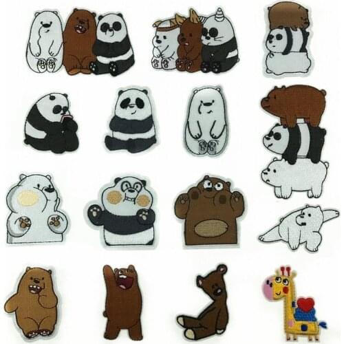 50pcs/Lot Cartoon Little Bear Embroidery Patches Letters Clothing Decoration Accessories Diy Iron Heat Transfer Applique