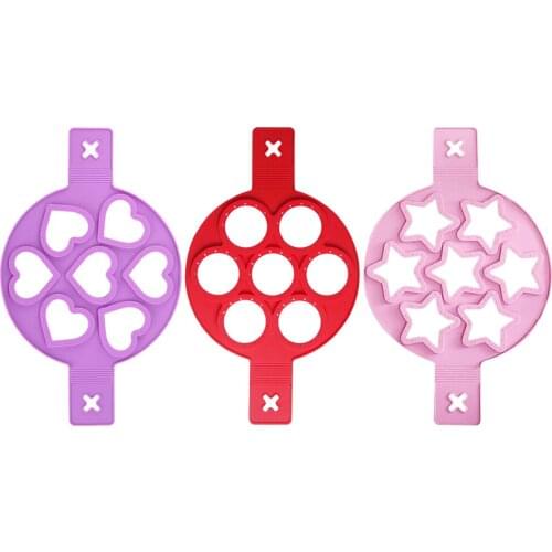 7 Holes Silicone No-stick Eggs Pancake Maker Round Heart Star Shape Egg Mold Home DIY Baking Omelet Moulds Kitchen Cooking Tools