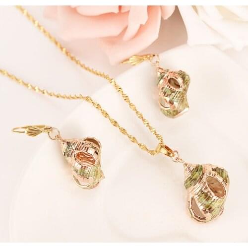 African PNG lovely gold pendant Necklace Earring Set Women Party Gift starfish charms women girls Fine Jewelry gift