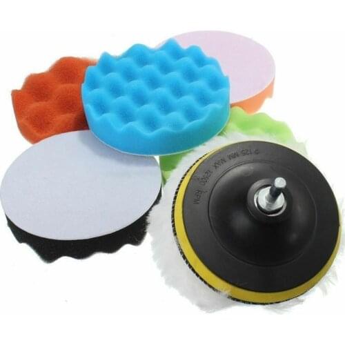 Car Polishing Disc 7Pcs/Set Self-Adhesive Buffing Waxing Sponge Wool Wheel Polishing Pad For Car Polisher Drill Adapter