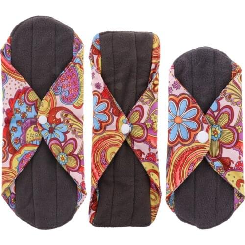 Charcoal Bamboo Mama Cloth/ Menstrual Pads/ Reusable Sanitary Pads Women Care (S M L )