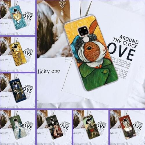 Phone Case For Huawei Mate 9 10 20 Pro Silicone Funny Art Cat Aesthetic Cute Rabbit Back Cover For Huawei Mate 7 8 9 10 20 Lite