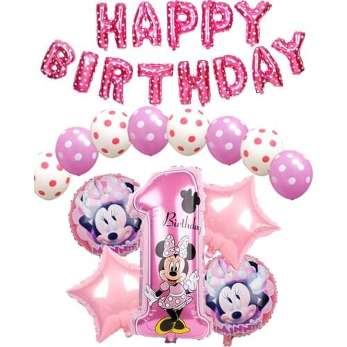 Disney Mickey Minnie Mouse Balloons Birthday Letter Number Globos Baby Shower Birthday Party Decorations Kids Classic Toys Gift