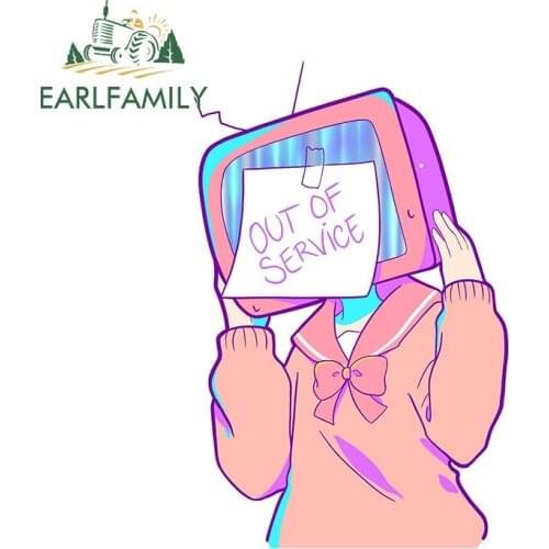 EARLFAMILY 13cm x 8.5cm For TV HEAD Cartoon Car Stickers Waterproof Occlusion Scratch Decal Auto Windshield Trunk Vinyl Car Wrap