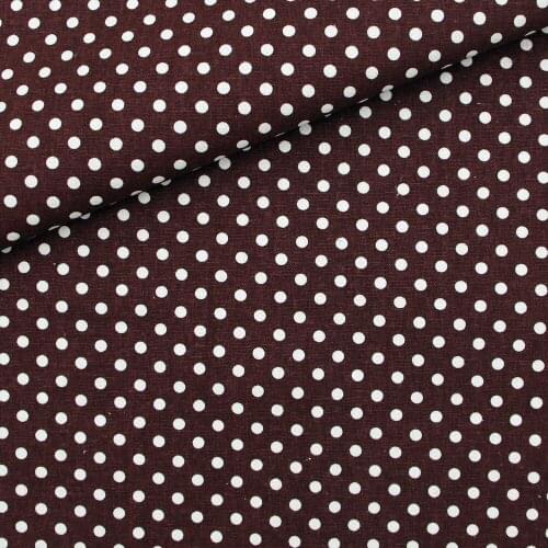 Cotton Linen Fabric for handmad, bed, bag, curtain Sewing -Dots on Chocolate (LF038)