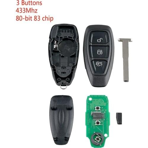 Car Smart Remote Key 3 Buttons Fit For Ford Focus C-Max Mondeo Kuga Fiesta B-Max 433Mhz