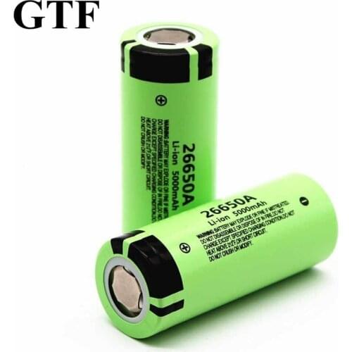 GTF 26650 3.7V 5000mAh Li-ion Battery 26650A High Capacity 5000mAh Batteries for LED flashlight drop shipping