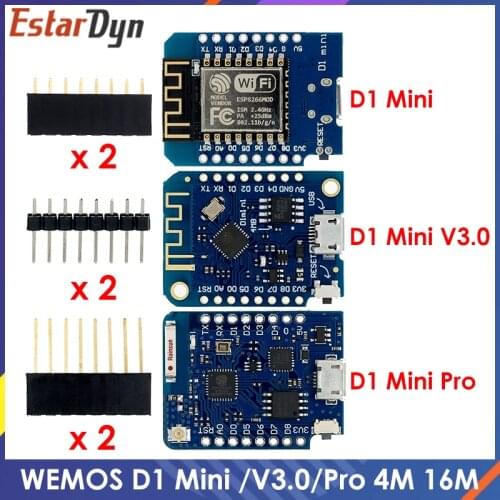 D1 Mini ESP8266 ESP-12 ESP-12F CH340G V2 USB WeMos D1 Mini WIFI Development Board D1 Mini NodeMCU Lua IOT Board 3.3V With Pins