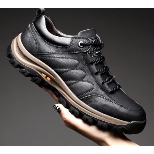 Leather 2020 autumn winter new casual leather shoes mens outdoor sports breathable antiskid mountaineering hiking shoes