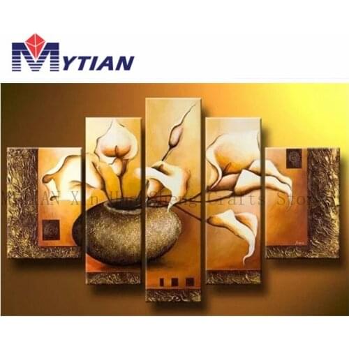 5pcs Full Square Diamond 5D DIY Diamond Painting"Vase"Multi-Picture Combination Diamond Embroidery Cross Stitch Home Decoration