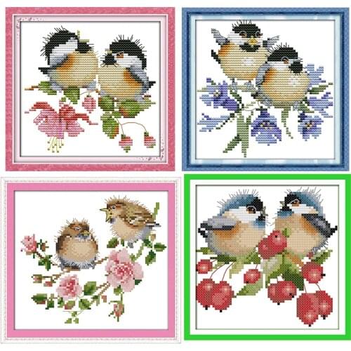 Chat birds series DIY cross stitch kits counted 11CT 14CT printed patterns crafts DMC handmade sewing needlework embroidery sets