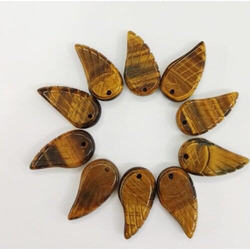 Wholesale Natural tiger eye stone pendants charms carved angel wings pendants for jewelry Accessories making 12pcs/lot