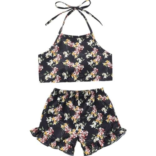 0-4Y Summer Kids Girls Clothes Sleeveless Top Vest Floral Shorts Children Fashion 2pcs Children Girl Clothing Sets