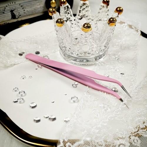 Panalisacraft Stainless Steel Pink Bend Tweezers for card making scrapbook embellishment tools