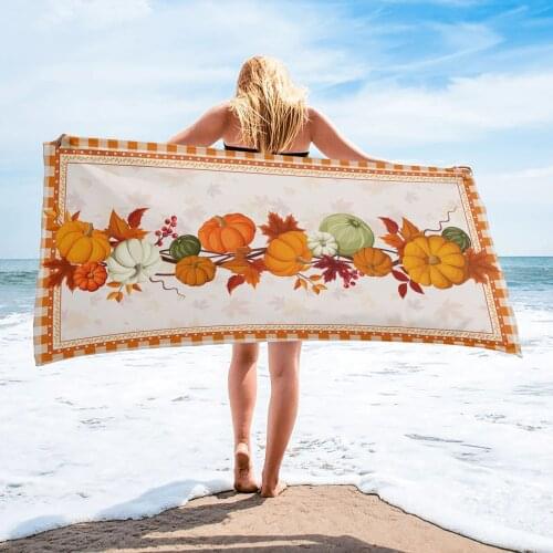 Thanksgiving Autumn Pumpkin Maple Leaf Beach Towel Luxury Quick-dry Microfiber Bathroom Bath Towels Yoga Mat Picnic Blanket