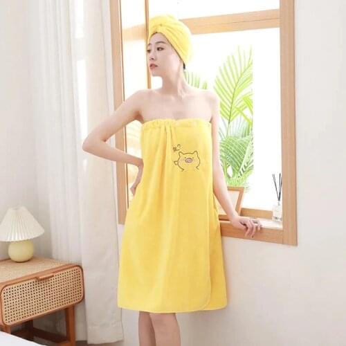 2pcs/Set Quick- Dry Towelling Bathrobe Bathroom Soft Microfiber Magic Absorbent Towel Beach Bathrobe Towels for Women Bath Towel