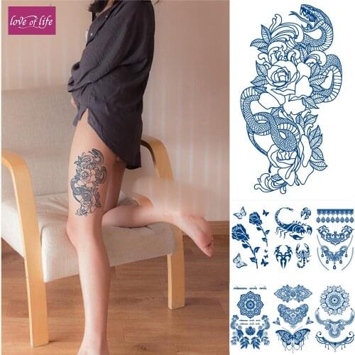 Semi Permanent Lasts 1-2 Weeks Henna Temporary Tattoo Stickers ,Waterproof Realistic Look that Fades Naturally Plant-Based Ink