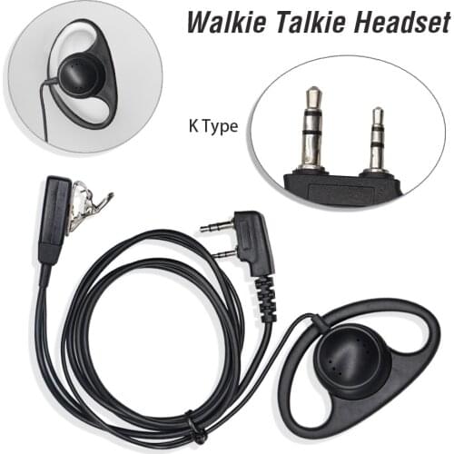 Walkie talkie D Shape Soft Ear Hook Earpiece 2 Pin PTT Mic Earphone UV-82 On-ear Headphones For BaoFeng BF-888S UV-5R