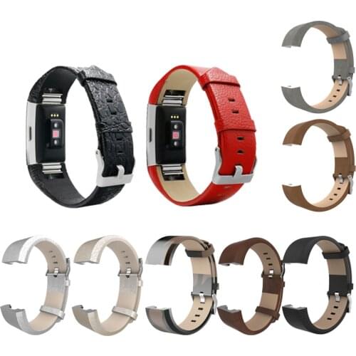 Genuine Leather Strap for Fitbit Charge 2 Band Wristband for Charge 2 Smart Bracelet Accessories With Stainless Steel Buckle