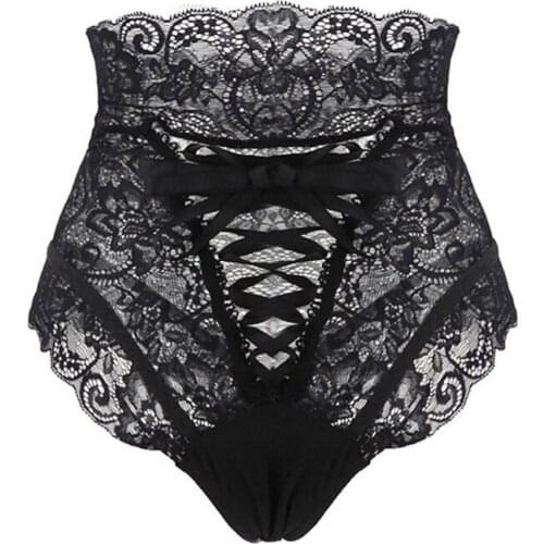 Sexy Lace Underwear Panties Women High Waist Thongs and G Strings Underwear Ladies Hollow Out Underpants Imitation Lingerie